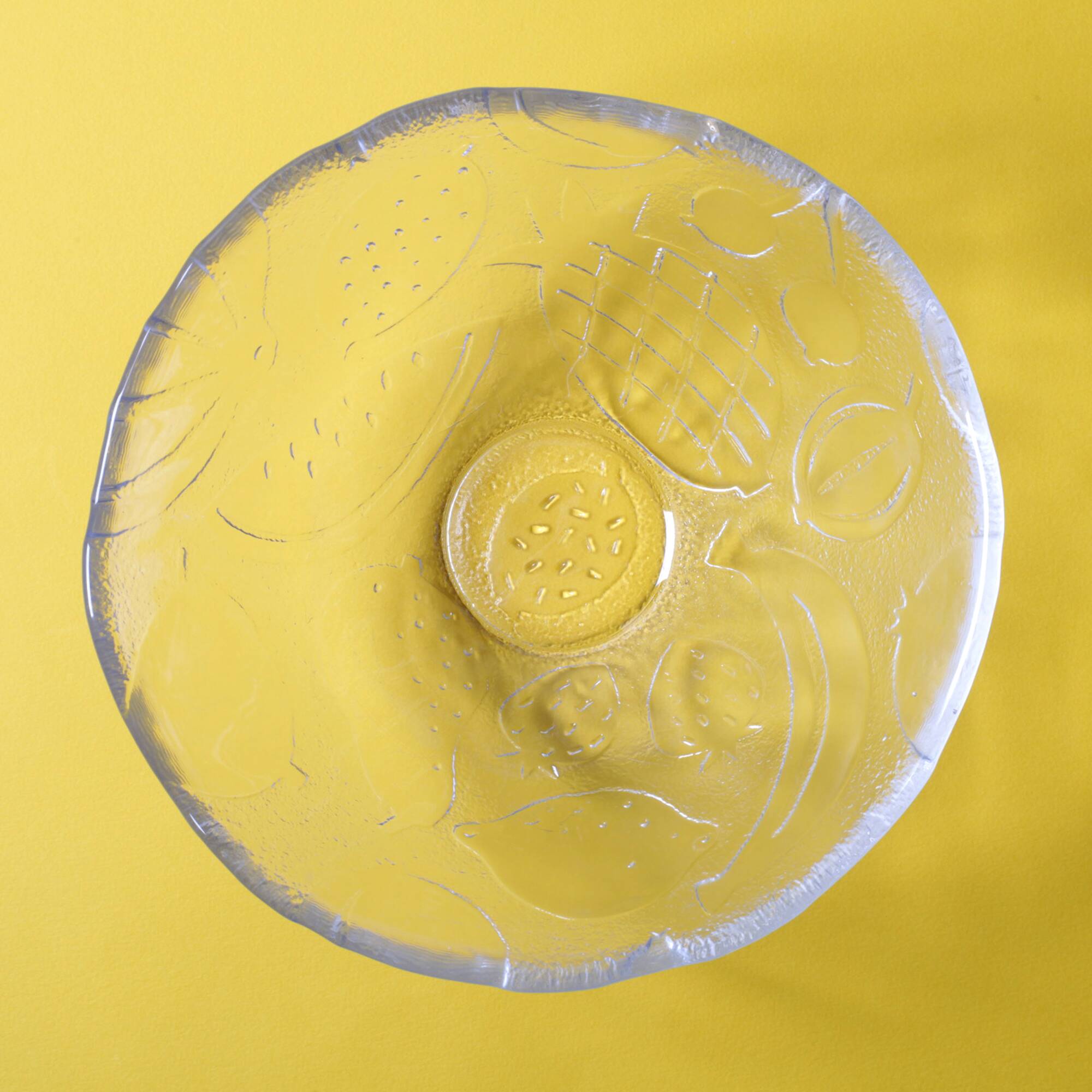 Vintage Kosta Boda Tropic Glass Fruit Bowl, Scandinavian Fruit Design 1989