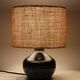 Rare, handcrafted Robert “Rob” Bentsen ceramic table lamp with a jute lampshade / Mid-century Danish modern design / 1960s / 1970s