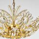 Ernst Palme Grand Chandelier Palm Tree Flower Palwa, Gilded Brass, Crystals, 1970s