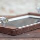 Art deco wooden tray, wooden tray with glass handles, breakfast tray