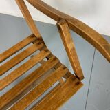 Vintage scandinavian oak campaign folding chair, 1920s