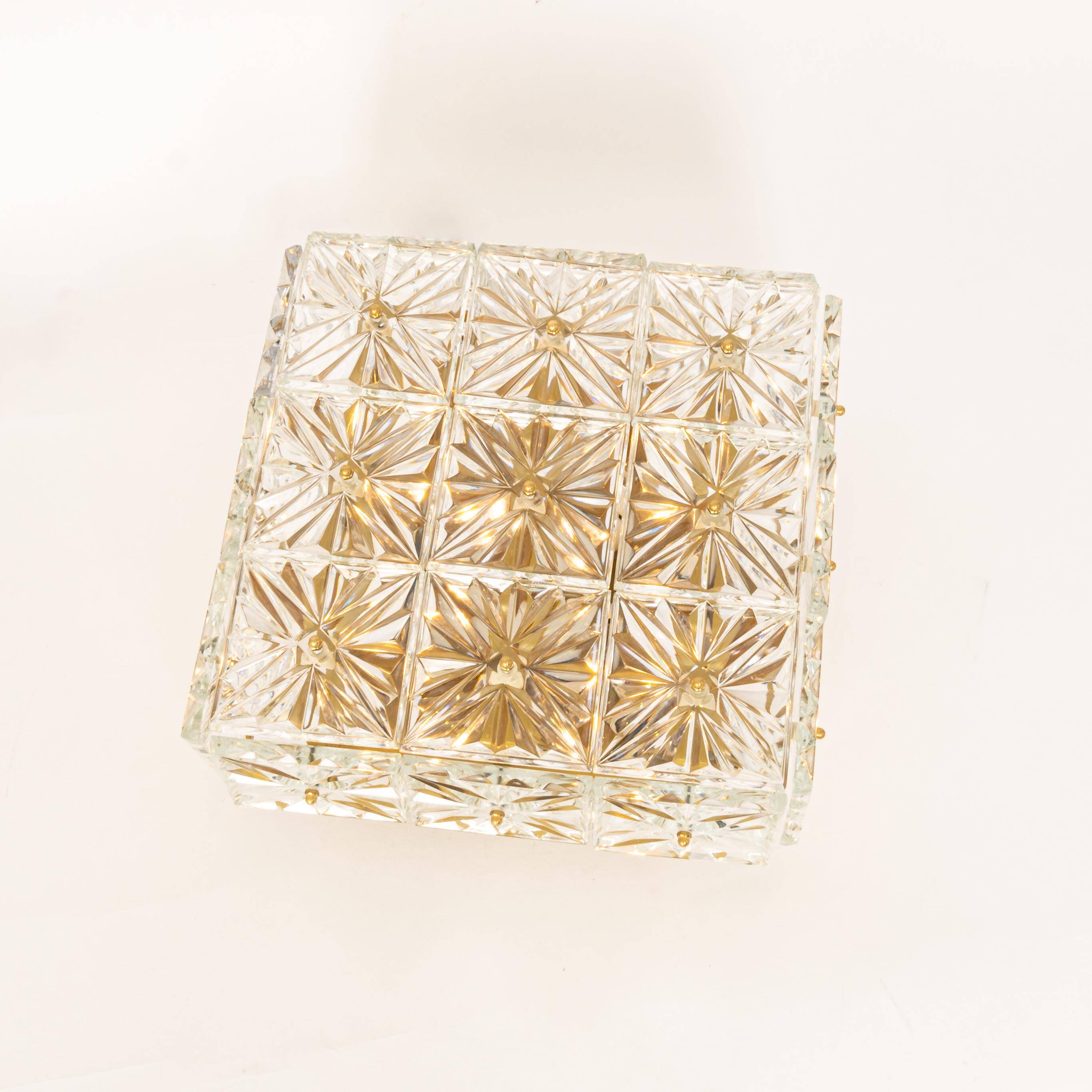 Large ceiling light in faceted crystal by Kinkeldey, Germany.