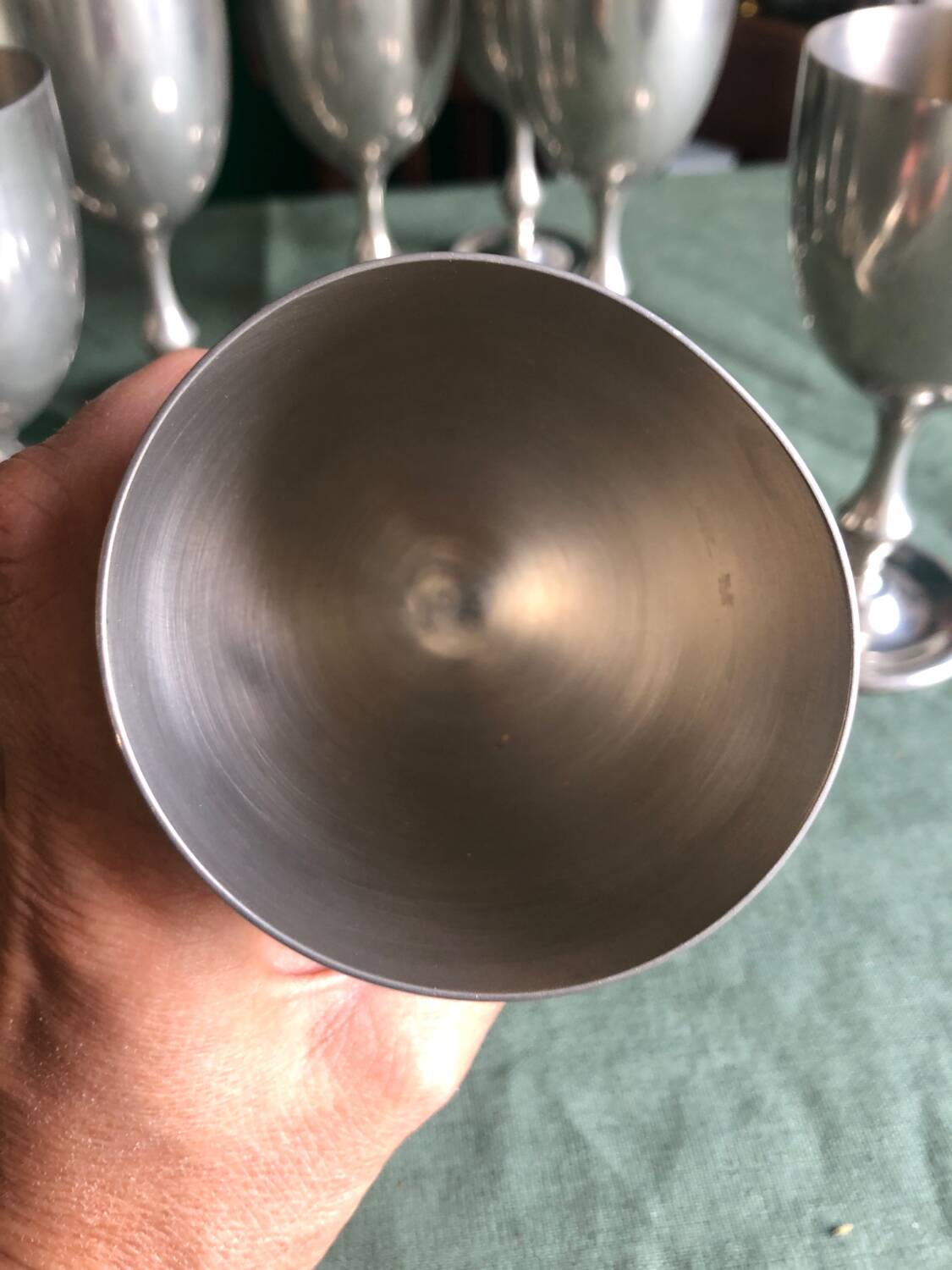Silver-plated metal stemmed glasses