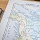 North America. Geographical map printed in 1900.