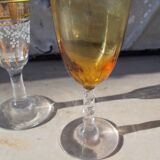 4 old enamelled liqueur glasses