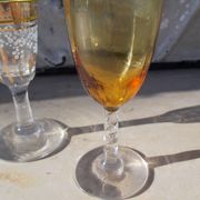 4 old enamelled liqueur glasses