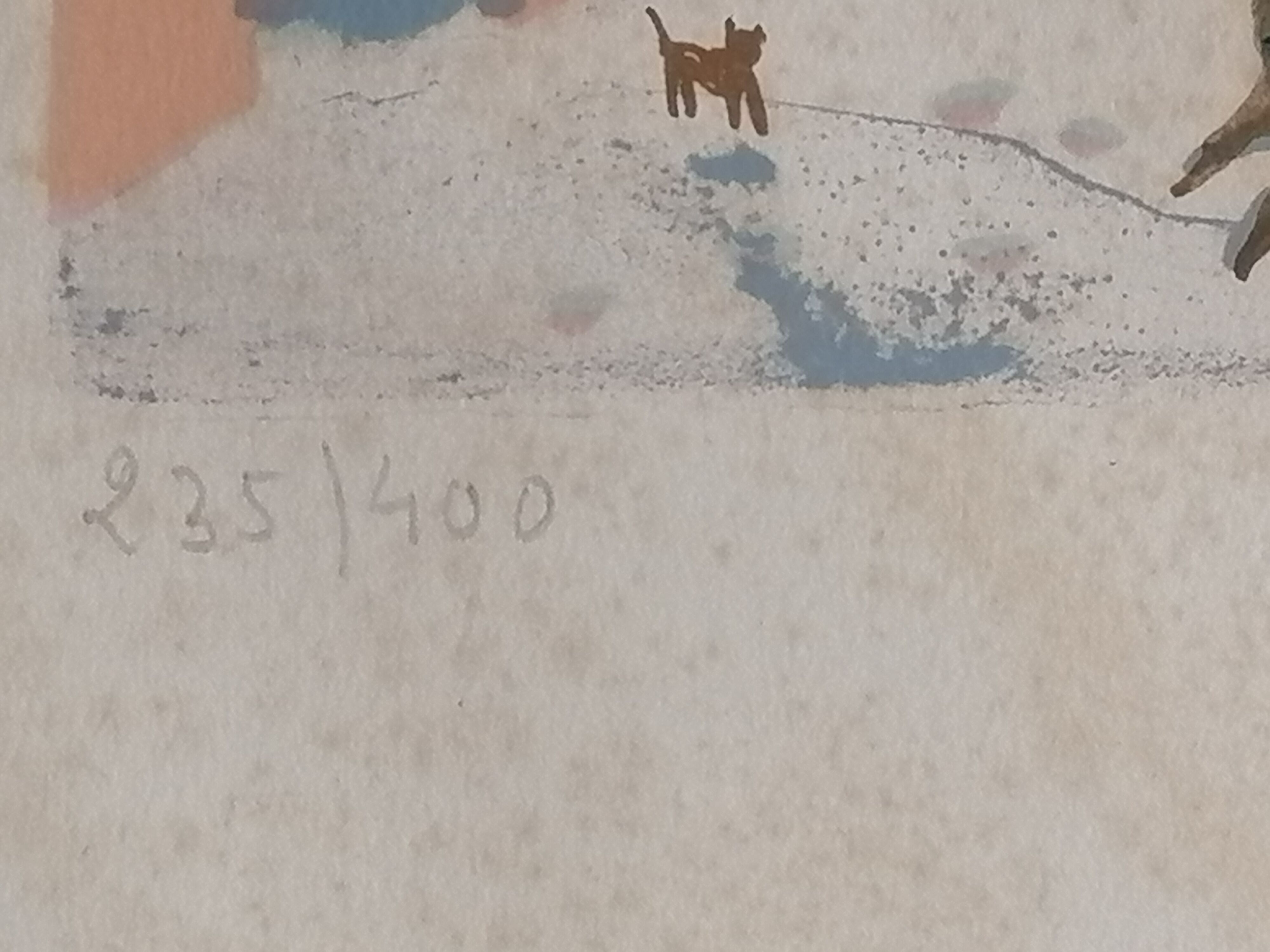 Lithography. Mady DE LA GIRAUDIERE (1922-2018) Naïve art . Signed. Numbered.