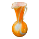 Marbled orange and white glass vase with applied handle – Art Deco