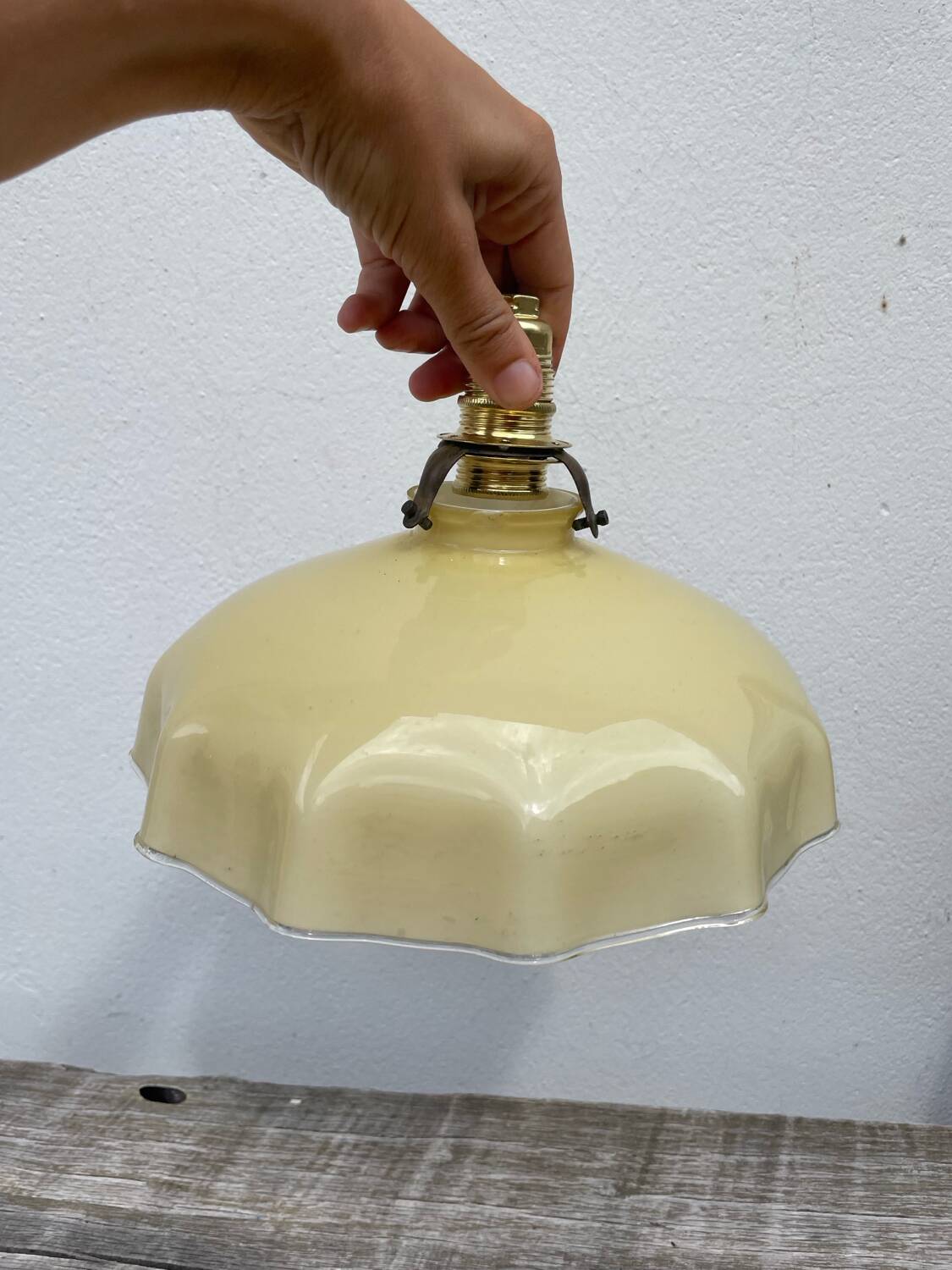 White and beige glass pendant light