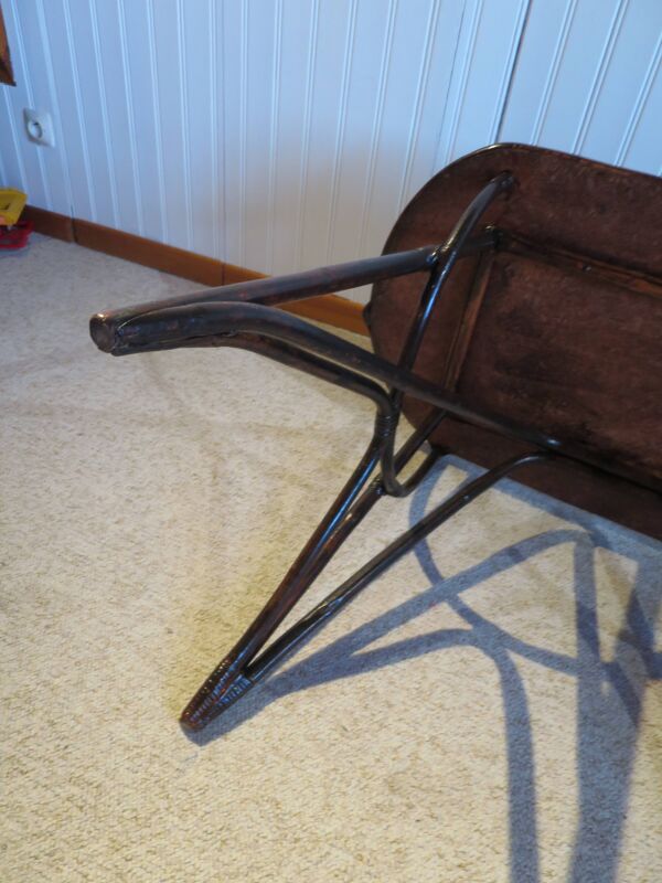 Vintage bureau d'enfant console bambou rotin bois courbé style Thonet années 80 acajou fonçé