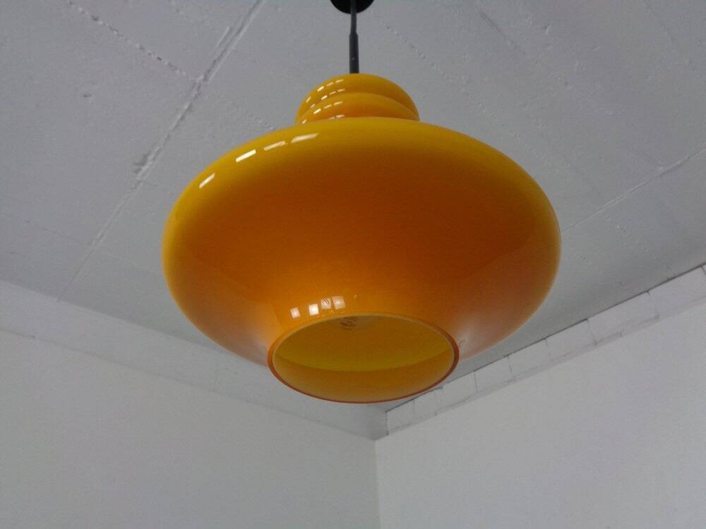 Orange glass ceiling light from Doria, Germany, 1960s.