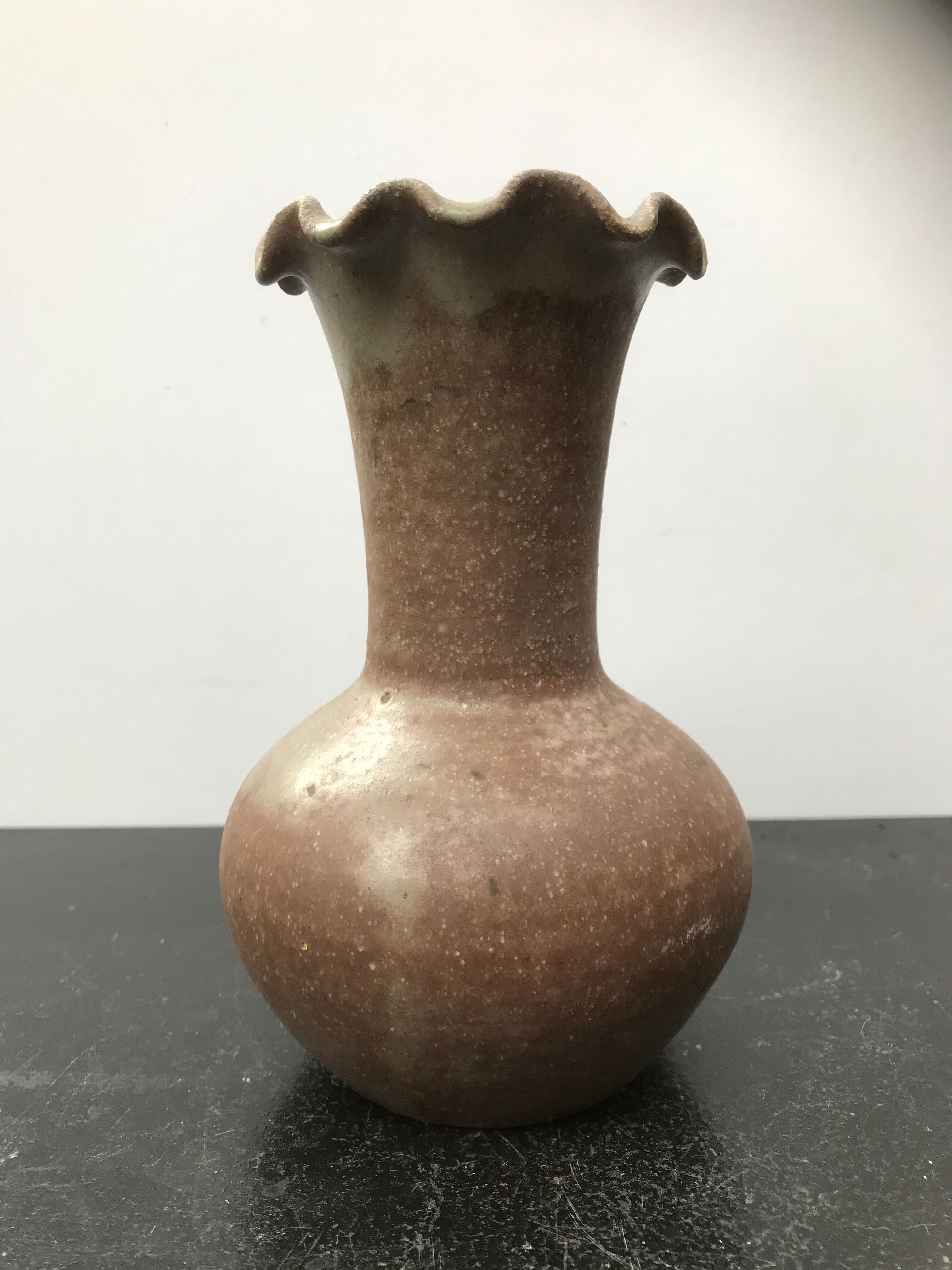 Former vase ball Accolay ceramics brown col corolle vintage