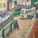 Vintage table of the 50s buses