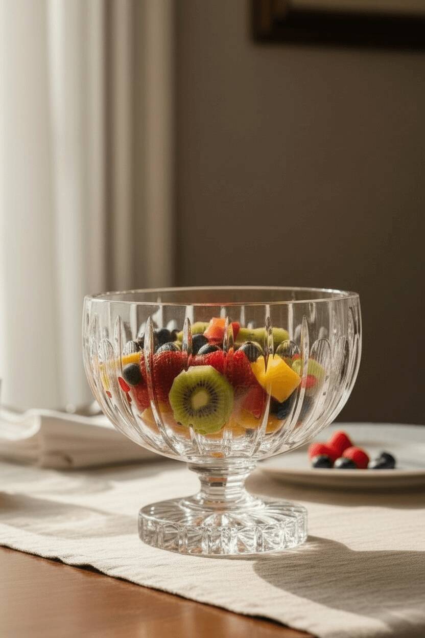 Large cut crystal bowl on a stand
