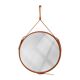 Handmade mirror in J. Adnet style, made of vegetable-tanned leather in tan colour, ø 45 cm.