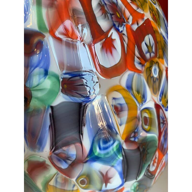 Floral Multicolor Murano Style Glass Egg Small Table Lamp