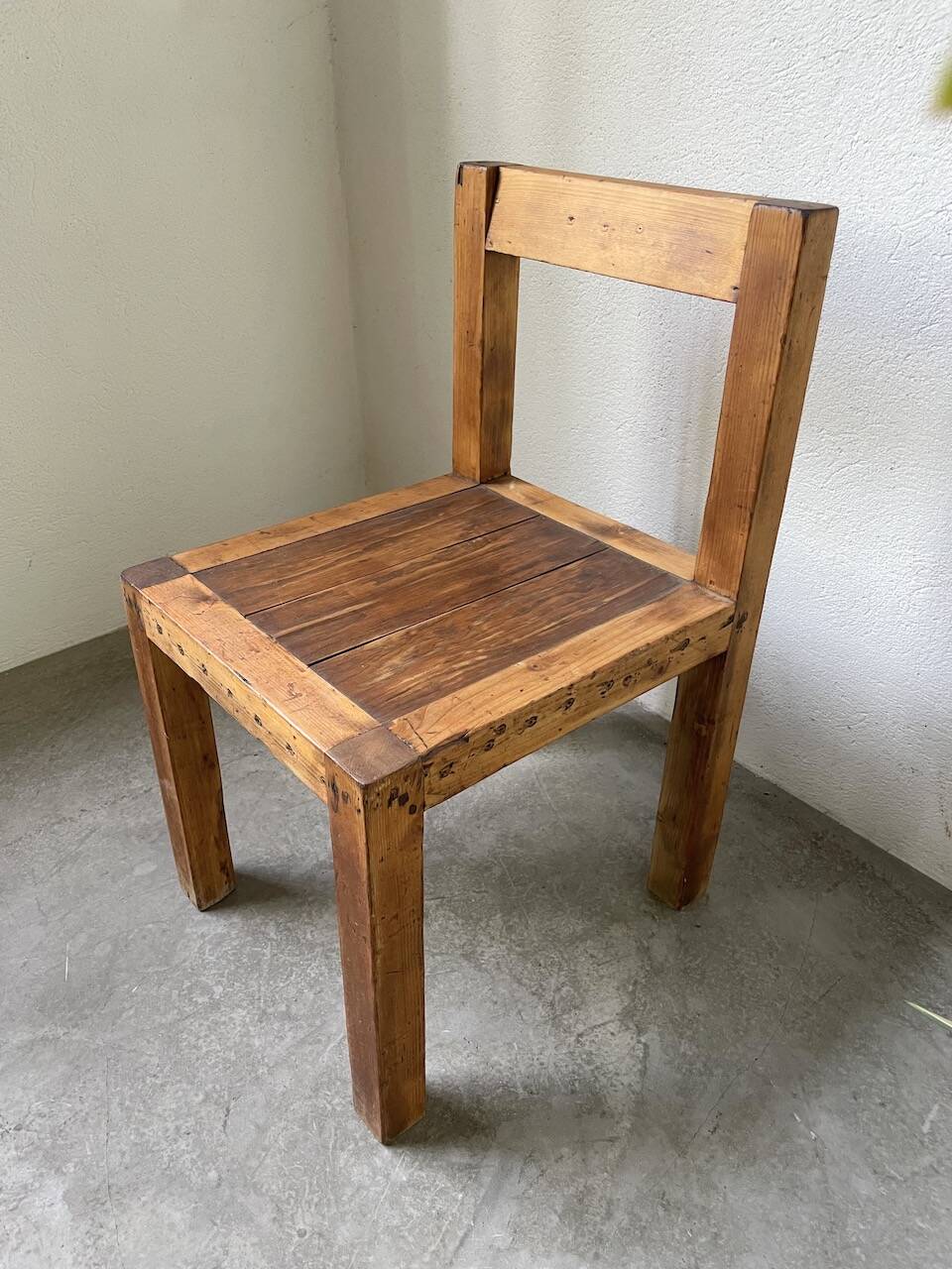 Brutalist pine chair