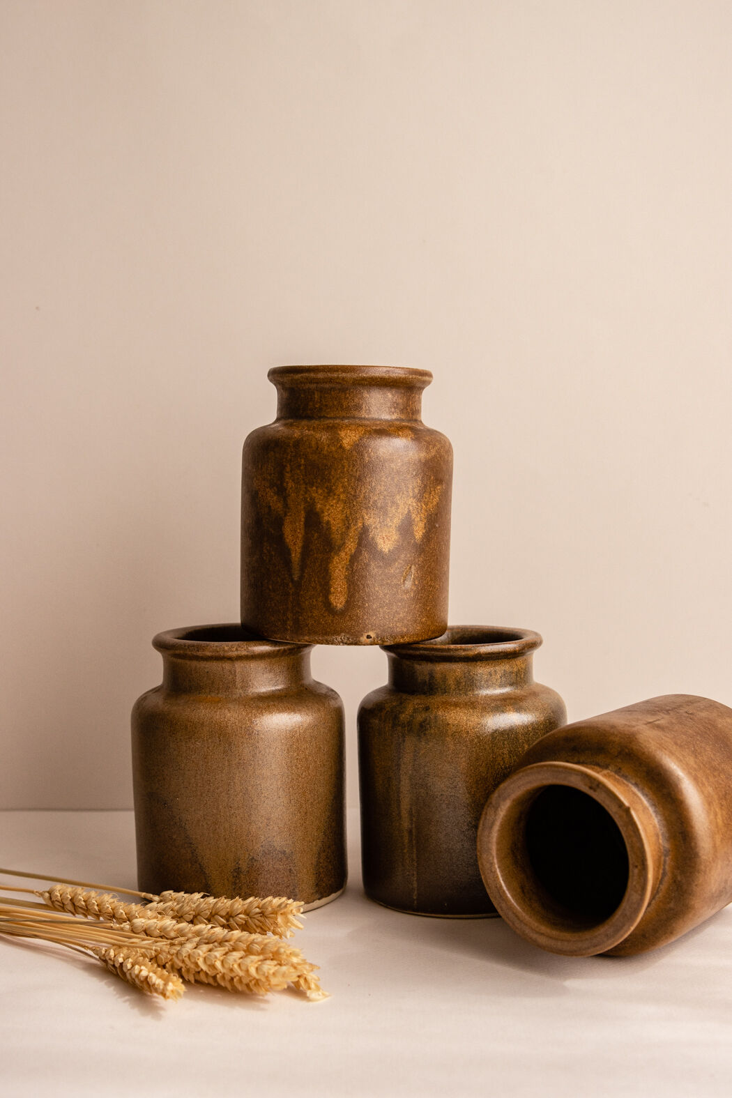 Brown Mustard Pot
