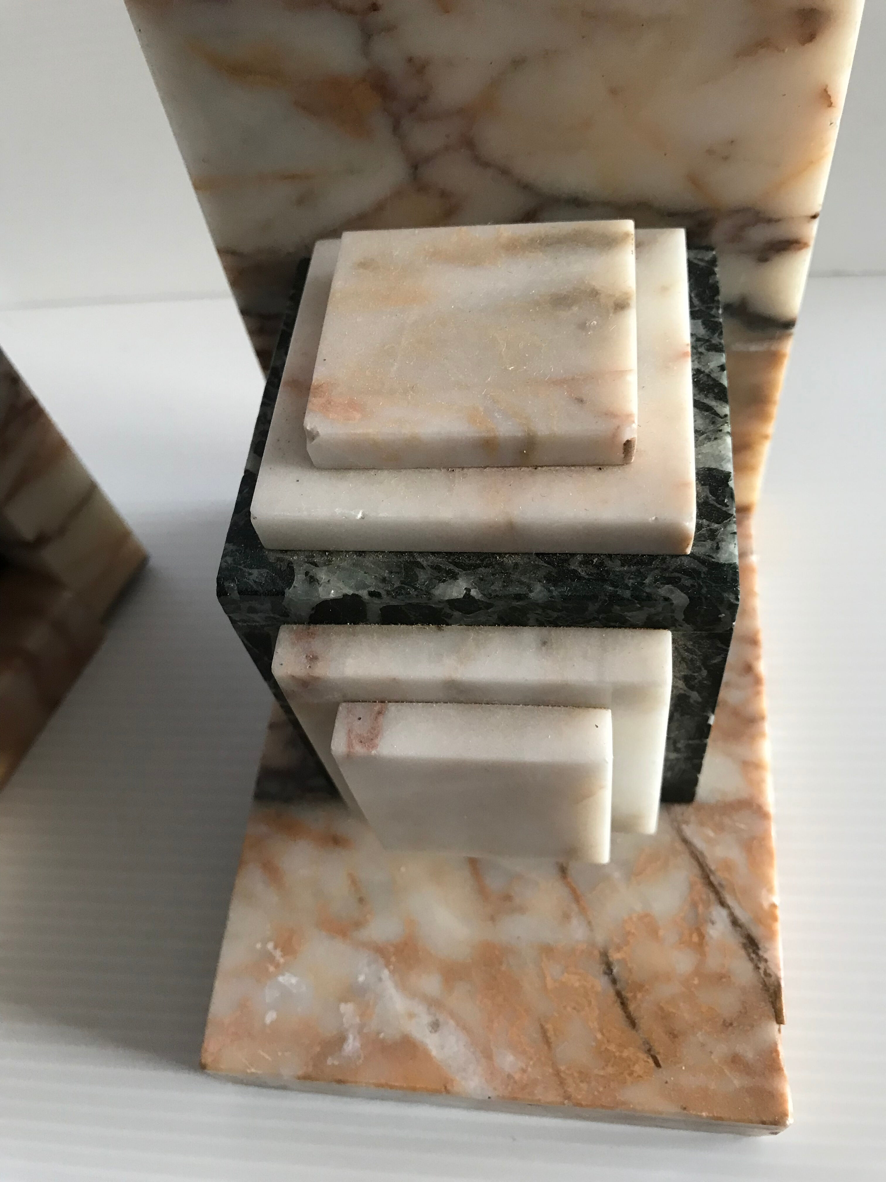 Pair of Art Deco marble book clamts