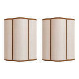 Pair of cream jute wall sconces and bronze velvet