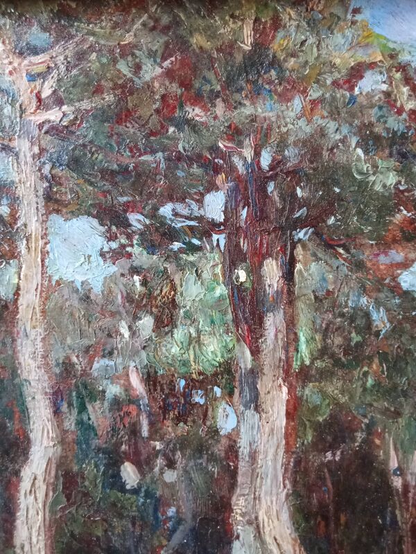 Ancienne peinture paysage  encadrement cadre doré