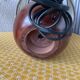 Seventies wood lamp and hippy chic wool lampshade