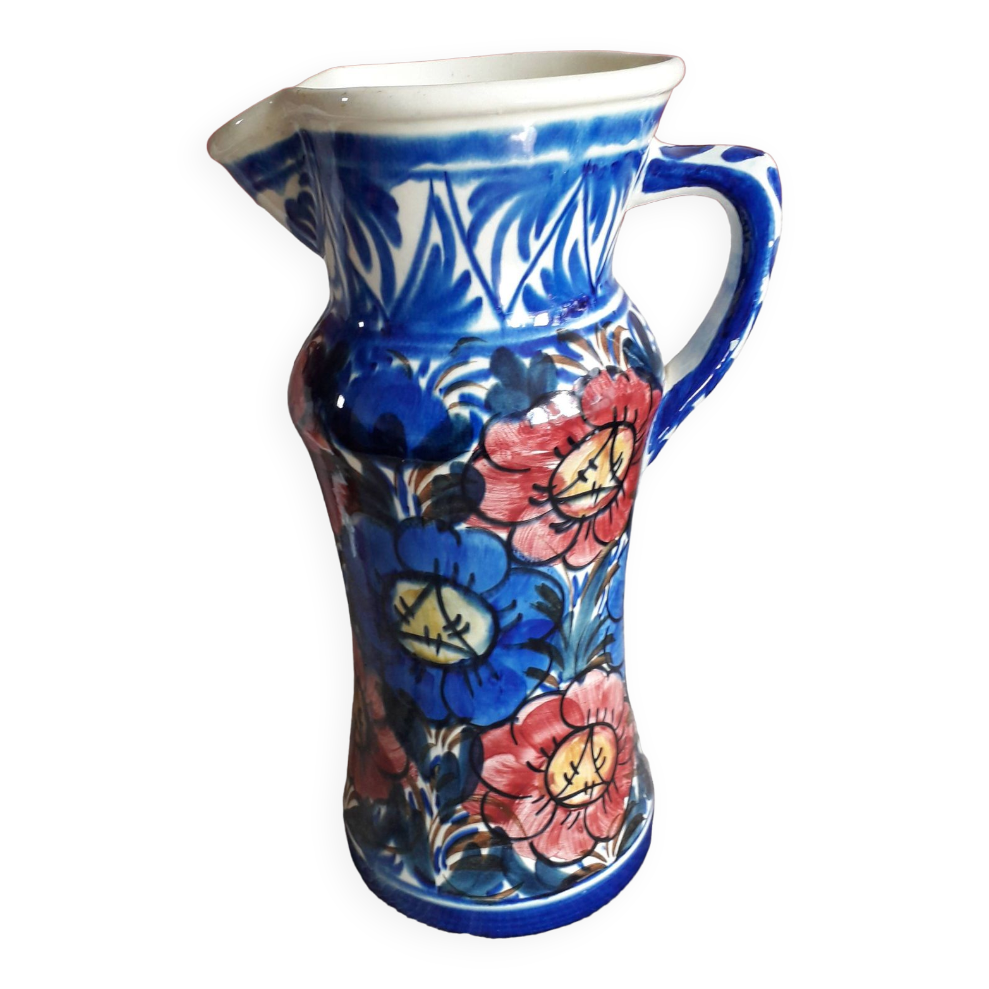 Large vintage vase with floral decoration