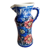 Grand vase vintage au décor floral