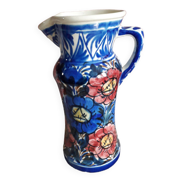 Grand vase vintage au décor floral
