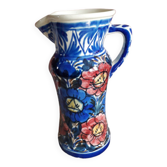 Grand vase vintage au décor floral