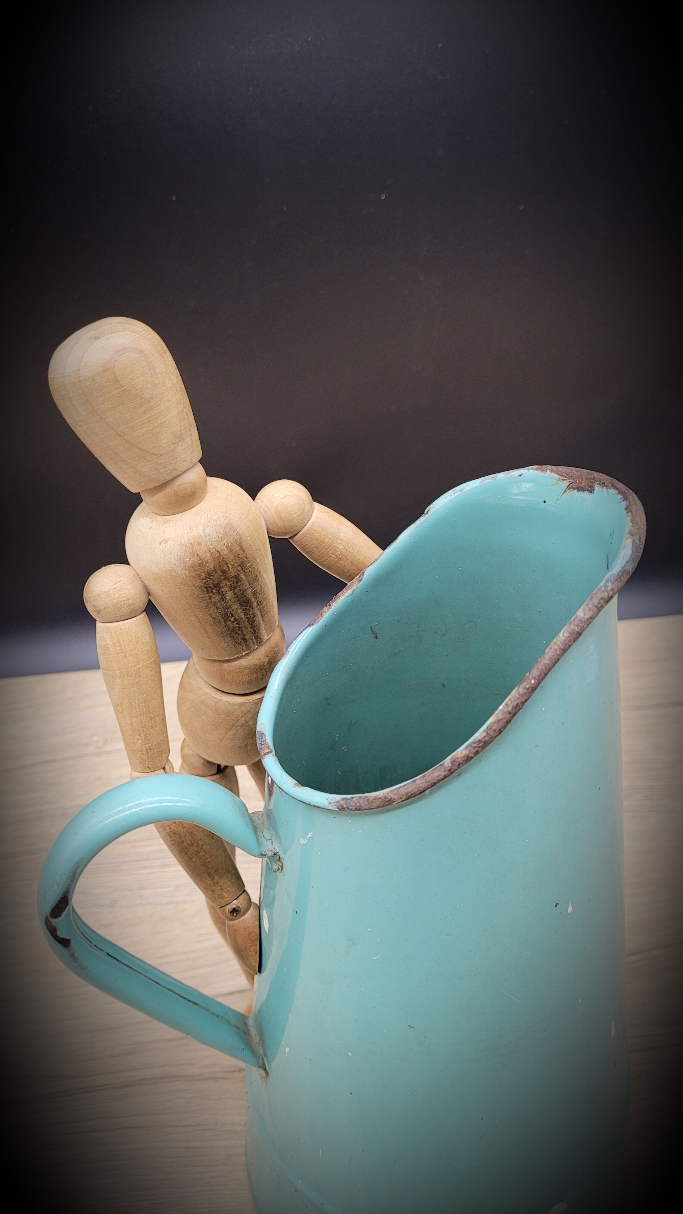 Green enamelled pitcher