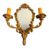 Applique murale miroir en bronze doré - style Louis XV Rococo