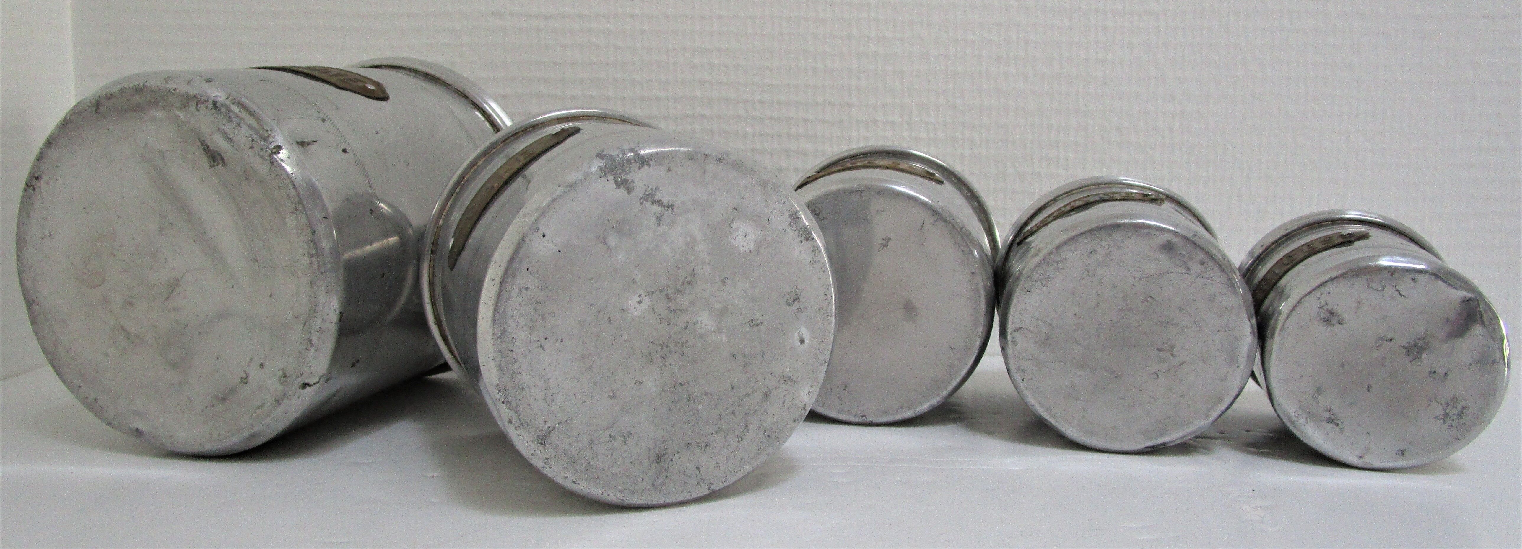Aluminium metal spice pots 1940 series copper labels of 5