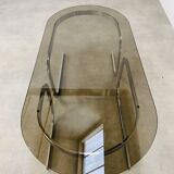 Coffee table space age chrome and smoked glass 70s