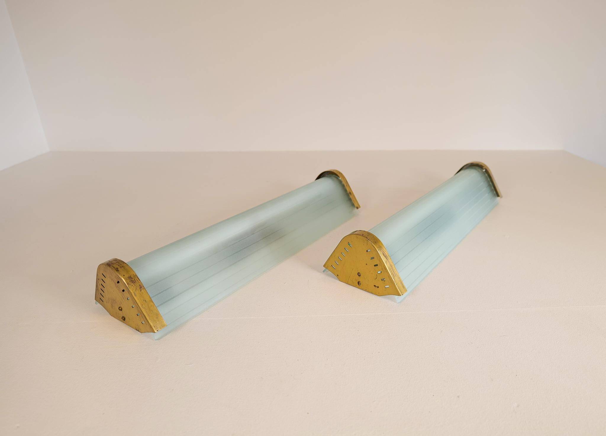 Extra-large modern mid-century wall lamp pair attributed to Asea.