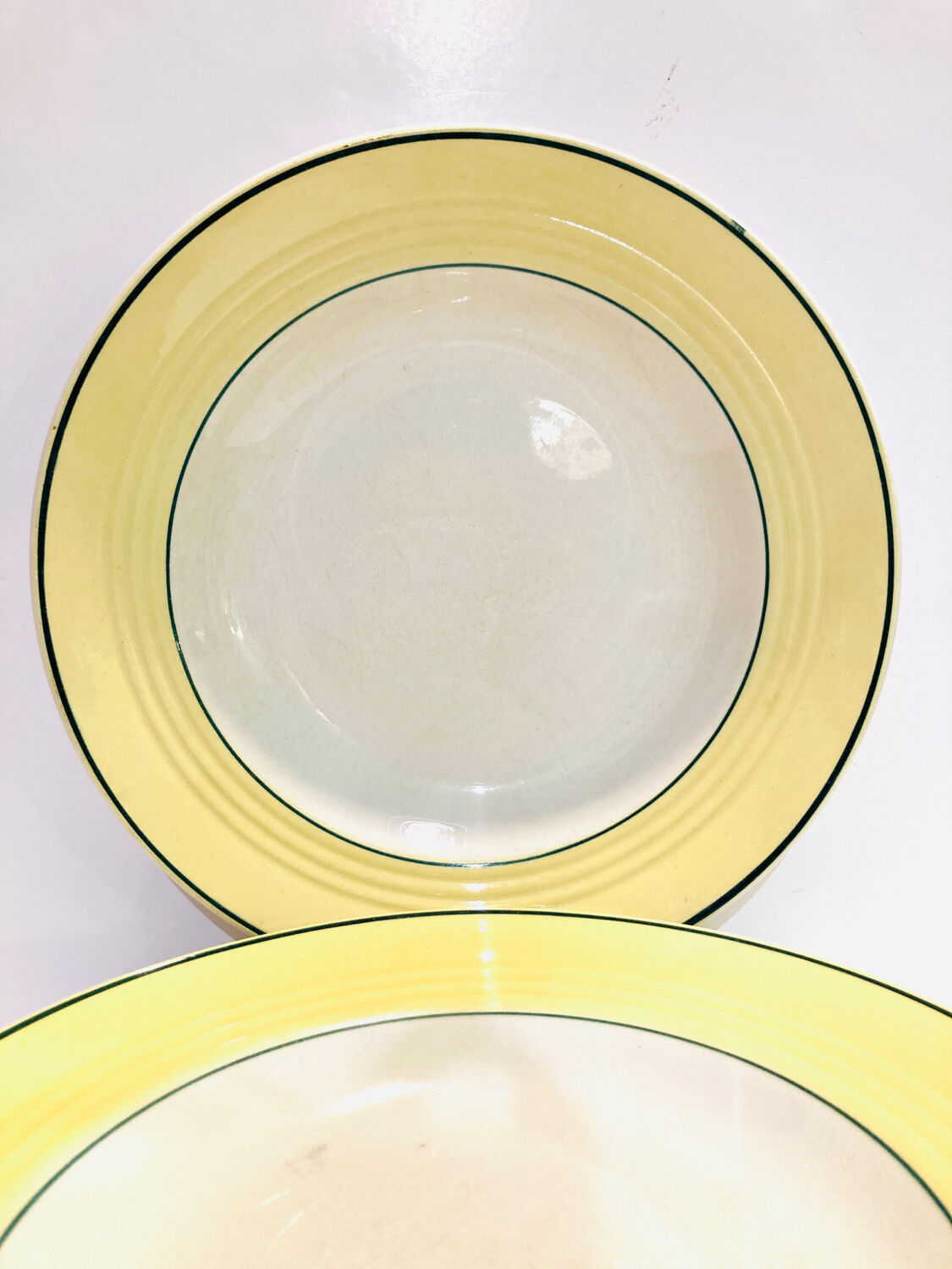 5 hollow plates ceranord faïence-provence yellow and green