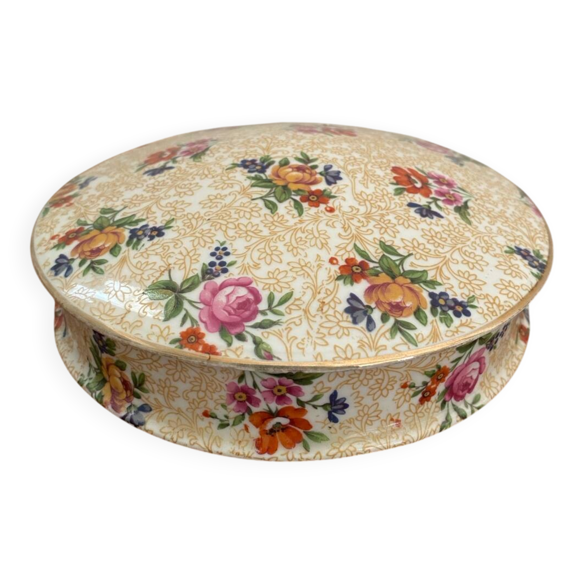 Large floral box in Limoges porcelain.