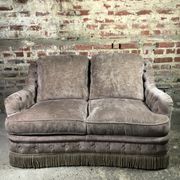 vintage velvet taupe sofa 70's style