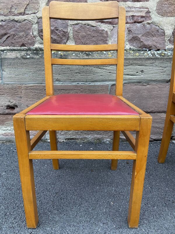 Lot de 4 chaises vintage art déco 1950 mid-century mobilier sinistrés de rené gabriel