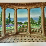 Landscape in gouache framed