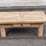 Renovated 19th-century solid oak farmhouse coffee table.