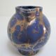 Art Deco ceramic pitcher enamel blue and gold by Lucien Brisdoux 1930s