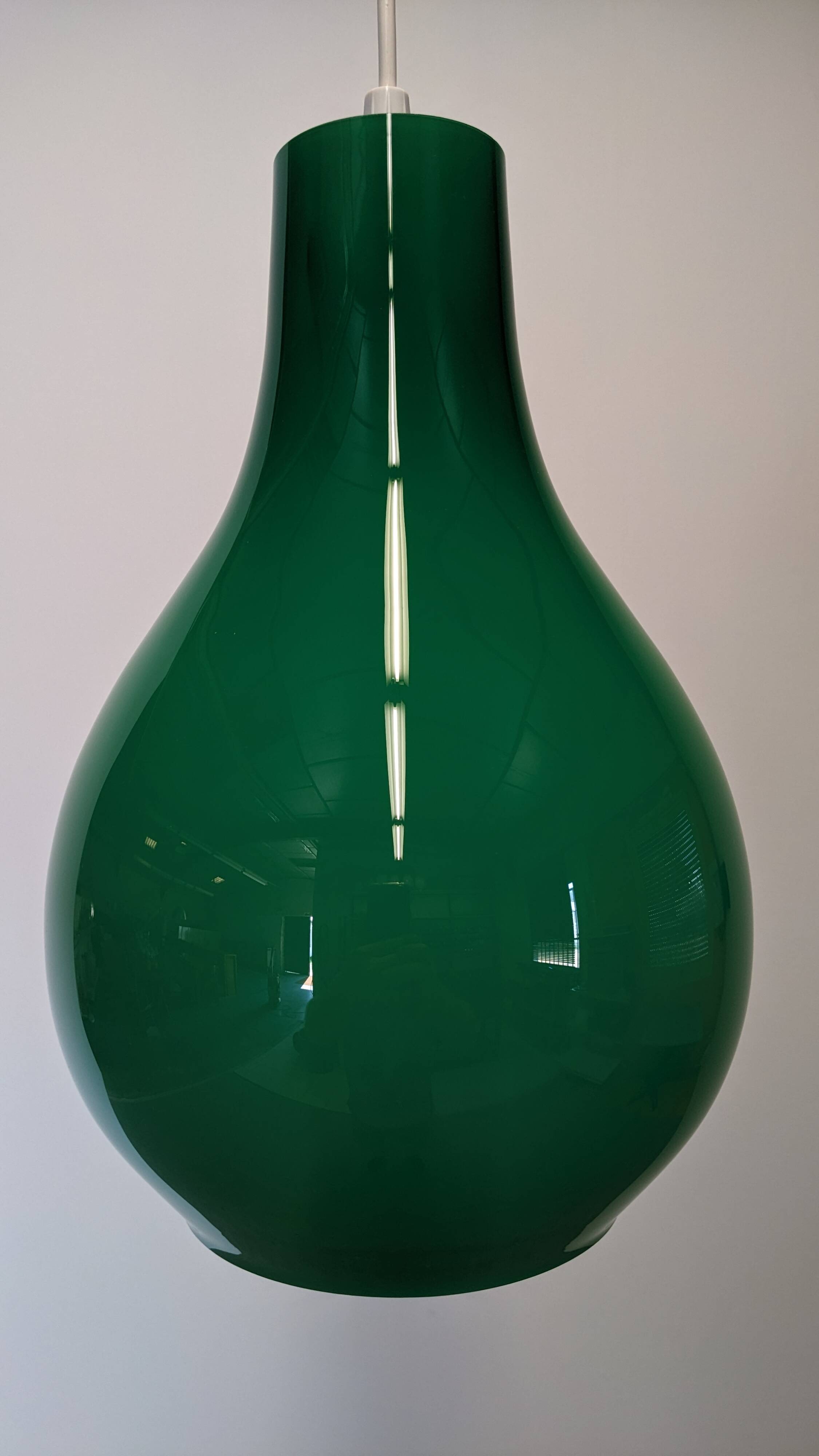 Green opaline water drop pendant light from the 50s/60s