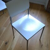 Set of 4 vintage metal and wood chairs from the 1990s.