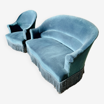 Banquette et fauteuil crapaud