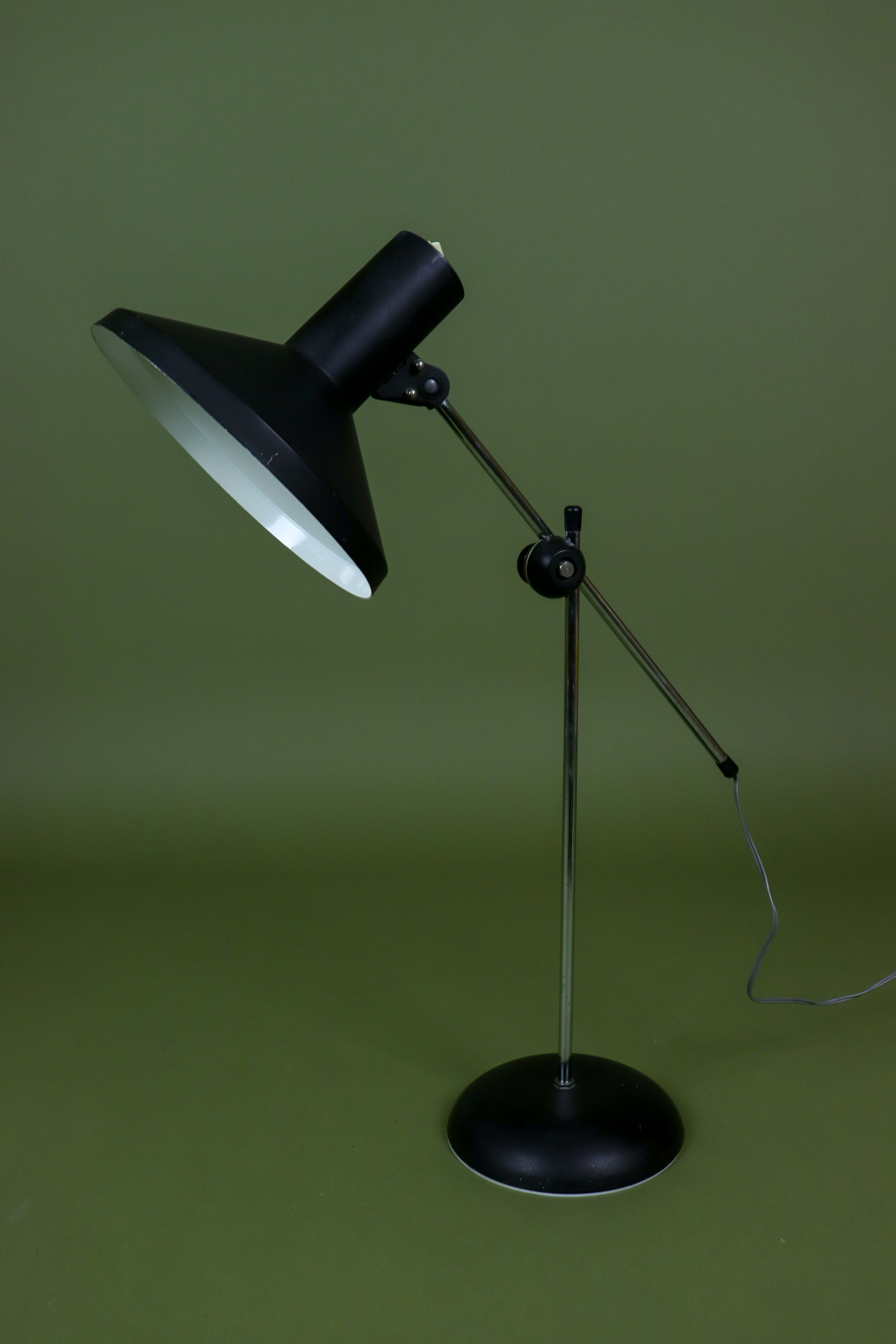 Large black metal vintage industrial desk lamp.