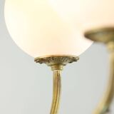 Antique Italian Brass and Opaline Chandelier