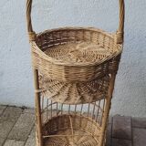 Vintage rattan bar trolley