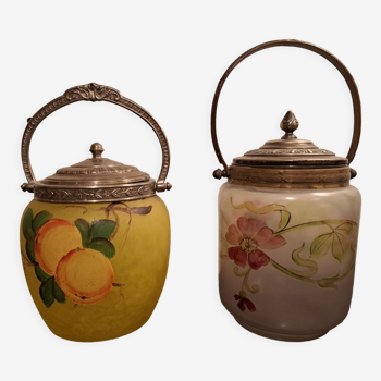 Pair of glass cookie buckets