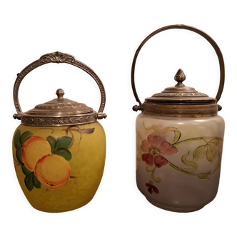 Pair of glass cookie buckets